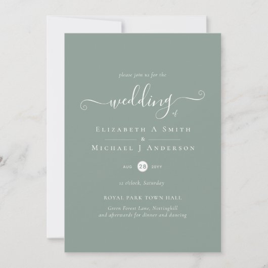 Classic Simple SAGE GREEN Wedding (Vorderseite)