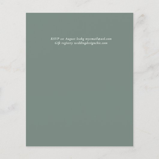 Classic Simple SAGE GREEN Wedding Budget (Rückseite)