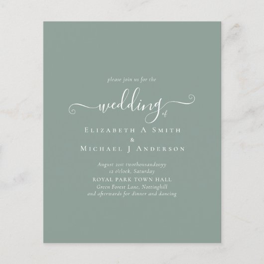 Classic Simple SAGE GREEN Wedding Budget (Vorderseite)