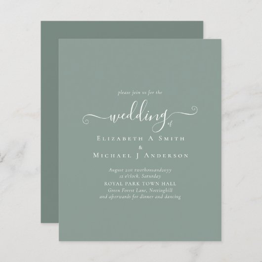 Classic Simple SAGE GREEN Wedding Budget (Vorne/Hinten)