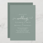 Classic Simple SAGE GREEN Wedding Budget Flyer Einladung (Vorne/Hinten)