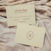Classic Simple Script Ivory Cream Wedding Monogram RSVP Karte