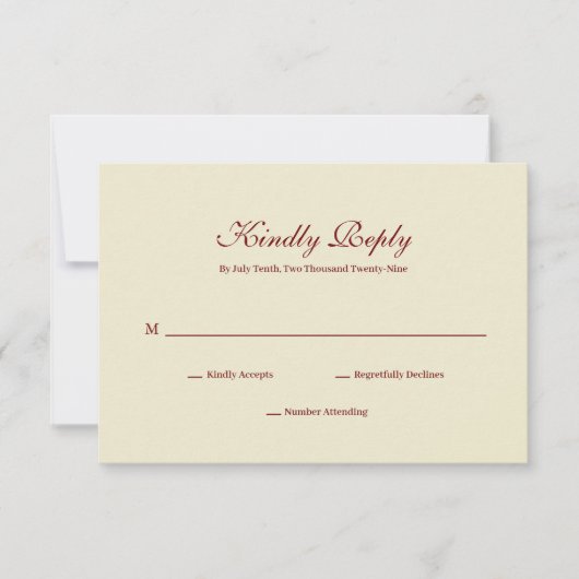 Classic Simple Script Ivory Cream Wedding Monogram RSVP Karte (Vorderseite)