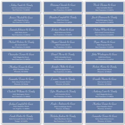 Classic Simple Script Wedding Guest Names Aufkleber (Vorderseite)