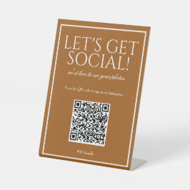 Classic Simple Sienna QR Code Social Media Sign Sockelschild