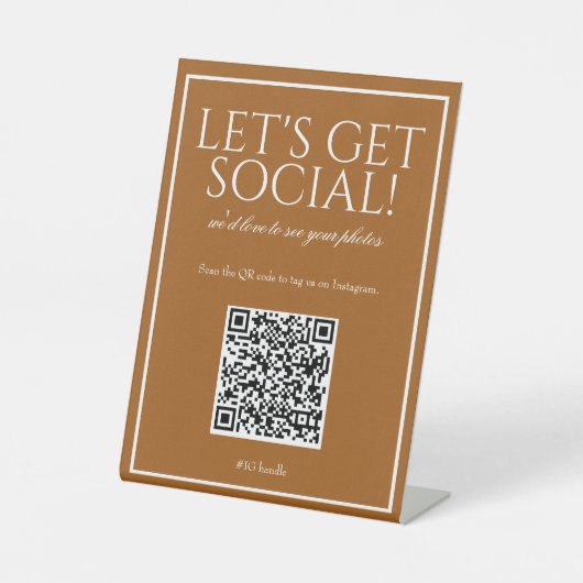 Classic Simple Sienna QR Code Social Media Sign Sockelschild (Vorderseite)