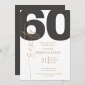 Classic Simple Sixty Modern Adult Birthday Einladung (Vorne/Hinten)