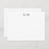 Classic Simple Two Monogram Note Card Mitteilungskarte (Vorne/Hinten)