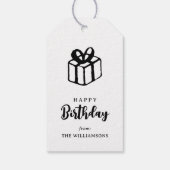Classic Simple Typografy Happy Birthday Gruß Geschenkanhänger (Rückseite)