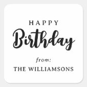 Classic Simple Typografy Happy Birthday Gruß Quadratischer Aufkleber (Vorderseite)