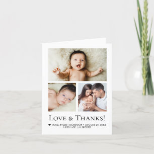 Classic Simple Typografy Liebe & Dankbaby Foto Dankeskarte
