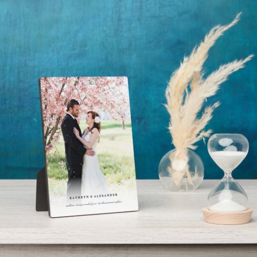 Classic Simple White Gradient Wedding Foto Easel Fotoplatte (Seite)
