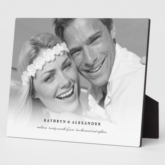 Classic Simple White Gradient Wedding Foto Easel Fotoplatte (Seite)