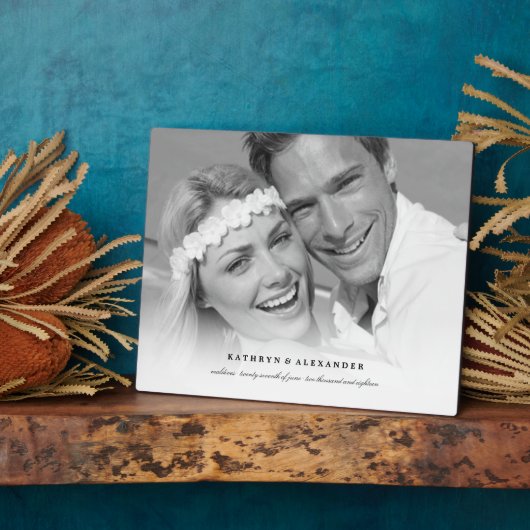 Classic Simple White Gradient Wedding Foto Easel Fotoplatte (Seite)