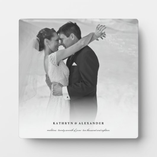 Classic Simple White Gradient Wedding Foto Easel Fotoplatte (Vorderseite)