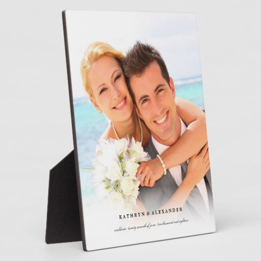 Classic Simple White Gradient Wedding Foto Easel Fotoplatte (Seite)