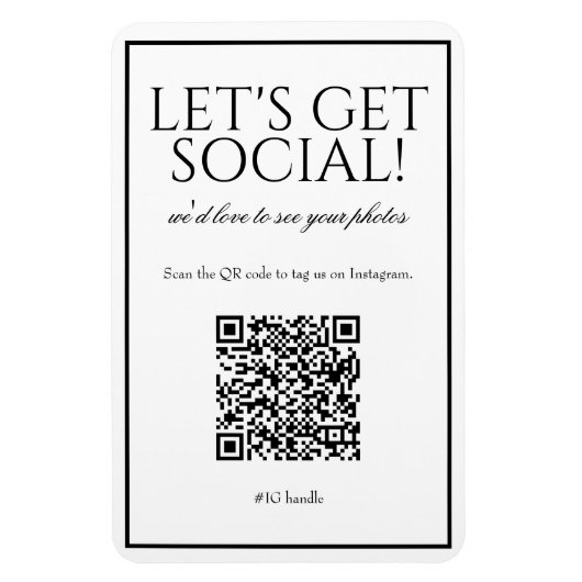 Classic Simple White QR Code Social Media Magnet (Vertikal)