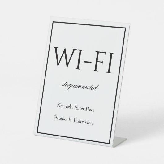 Classic Simple White Wi-Fi Guest Pedestal Sign Sockelschild (Vorderseite)