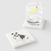Classic Sitting Bulldog Black and White Art Steinuntersetzer (Seitenansicht)