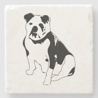 Classic Sitting Bulldog Black and White Art Steinuntersetzer