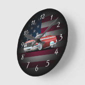 Classic Sixties American Converble Cartoon Runde Wanduhr (Winkel)