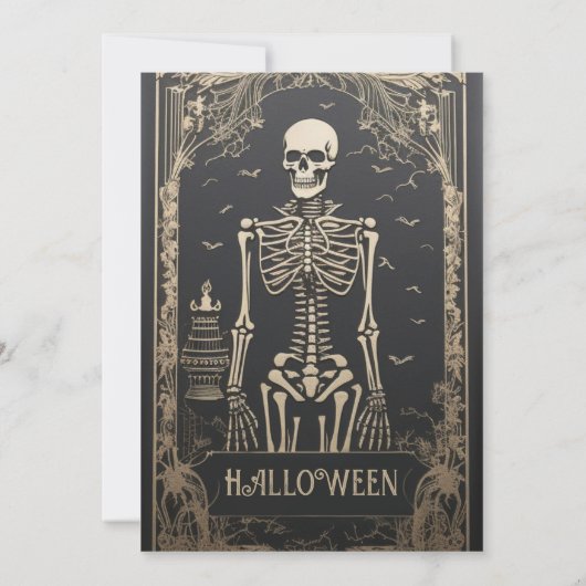 Classic Skeleton Halloween Einladung (Rückseite)