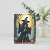 Classic Skeleton Hexengrüße Vintag Postkarte (Stehend Vorderseite)