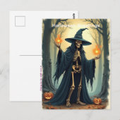 Classic Skeleton Hexengrüße Vintag Postkarte (Vorne/Hinten)