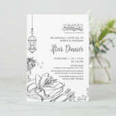 Classic Sketch Table Setting Ramadan Iftar Dinner Einladung (Stehend Vorderseite)