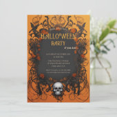 Classic Skull Gothic Halloween Einladung (Stehend Vorderseite)