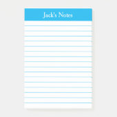 Classic Sky Blue Lined Personalisiert Post-it Klebezettel (Vorderseite)