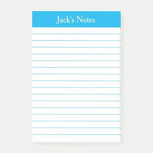 Classic Sky Blue Lined Personalisiert Post-it Klebezettel (Vorderseite)