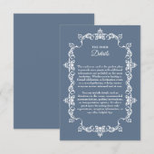 Classic Slate Blue Ornately Framed Wedding Begleitkarte (Vorne/Hinten)
