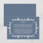 Classic Slate Blue Ornately Framed Wedding Begleitkarte (Vorne/Hinten)
