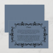 Classic Slate Blue Ornately Framed Wedding Begleitkarte (Vorne/Hinten)