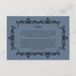 Classic Slate Blue Ornately Framed Wedding Begleitkarte