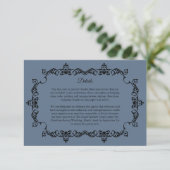 Classic Slate Blue Ornately Framed Wedding Begleitkarte (Stehend Vorderseite)
