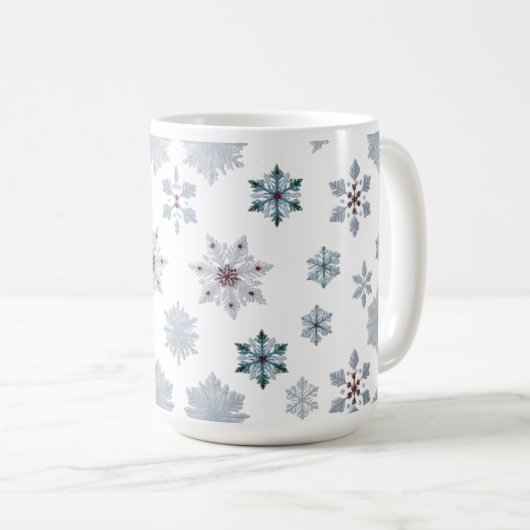 Classic Snowflake Silhouettes Pattern Christmas Kaffeetasse (VorderseiteRechts)