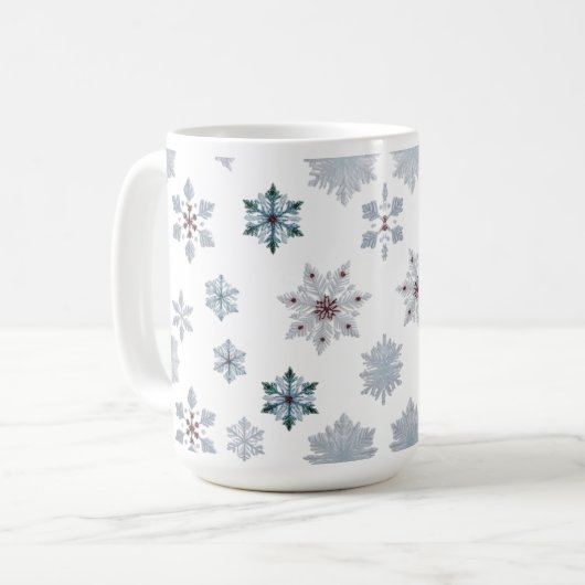 Classic Snowflake Silhouettes Pattern Christmas Kaffeetasse (Vorderseite Links)