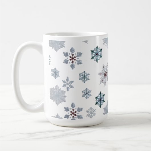 Classic Snowflake Silhouettes Pattern Christmas Kaffeetasse (Links)