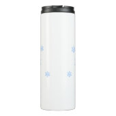 Classic Snowman Blue Scarf Blue Snowflakes Thermosbecher (Rückseite)