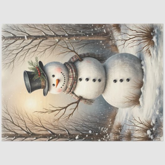 Classic Snowman in Winter | Vintage Christmas Seidenpapier (Vorderseite)