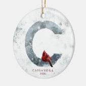 Classic Snowy Christmas Winter Scene Monogram C Keramik Ornament (Links)