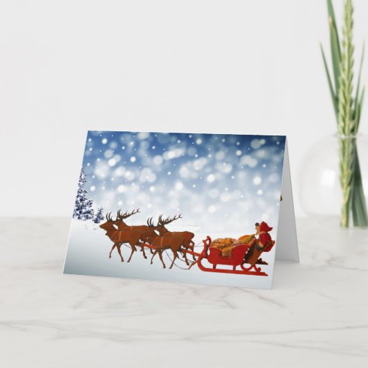 Classic Snowy Santa Reindeer Sleigh Weihnachten (Vorderseite)