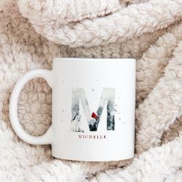 Classic Snowy Weihnachts Winter Scene Monogram M Kaffeetasse