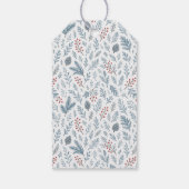 Classic Snowy Winter Forest Trees Art Pattern Geschenkanhänger (Rückseite)