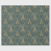 Classic Snowy Winter Forest Trees Art Pattern Geschenkpapier (Flach)