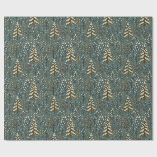 Classic Snowy Winter Forest Trees Art Pattern Geschenkpapier (Flach)