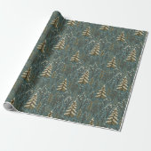 Classic Snowy Winter Forest Trees Art Pattern Geschenkpapier (Ungerollt)