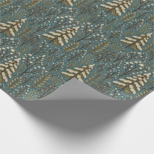 Classic Snowy Winter Forest Trees Art Pattern Geschenkpapier (Ecke)
